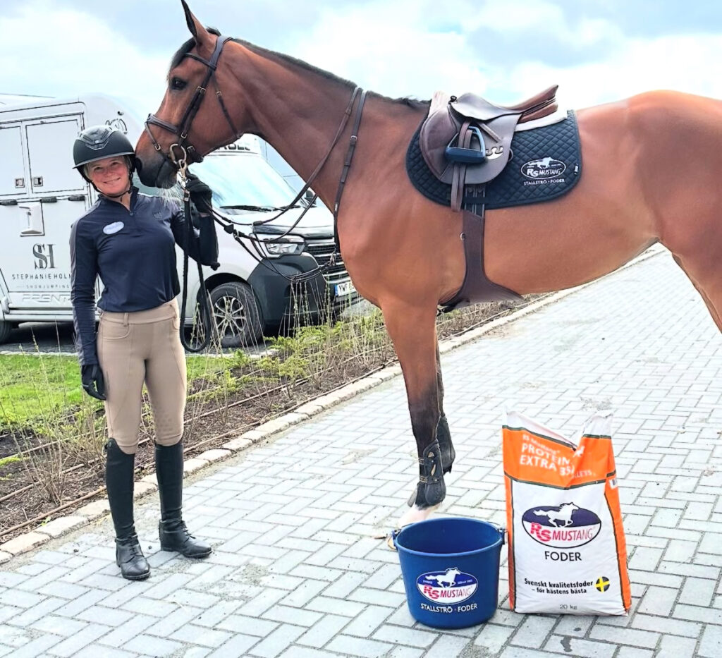 "Hästarna känns jättebra i hull, päls och i allt som är viktigt" säger Stephanie Holmén om RS Mustangs foder.